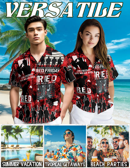 Veteran Red Friday Hawaiian Shirt for Men, Button Down Aloha Shirt - Azhawaiian