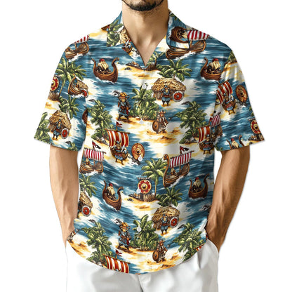 Viking Hawaiian Shirt for Men, Button Down Aloha Shirt - Azhawaiian