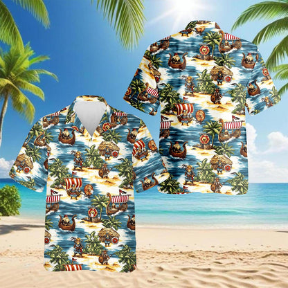 Viking Hawaiian Shirt for Men, Button Down Aloha Shirt - Azhawaiian