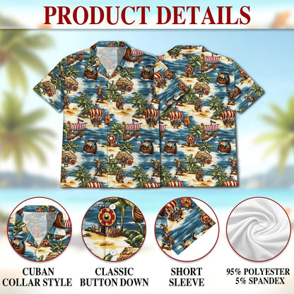 Viking Hawaiian Shirt for Men, Button Down Aloha Shirt - Azhawaiian
