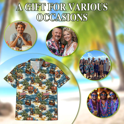 Viking Hawaiian Shirt for Men, Button Down Aloha Shirt - Azhawaiian