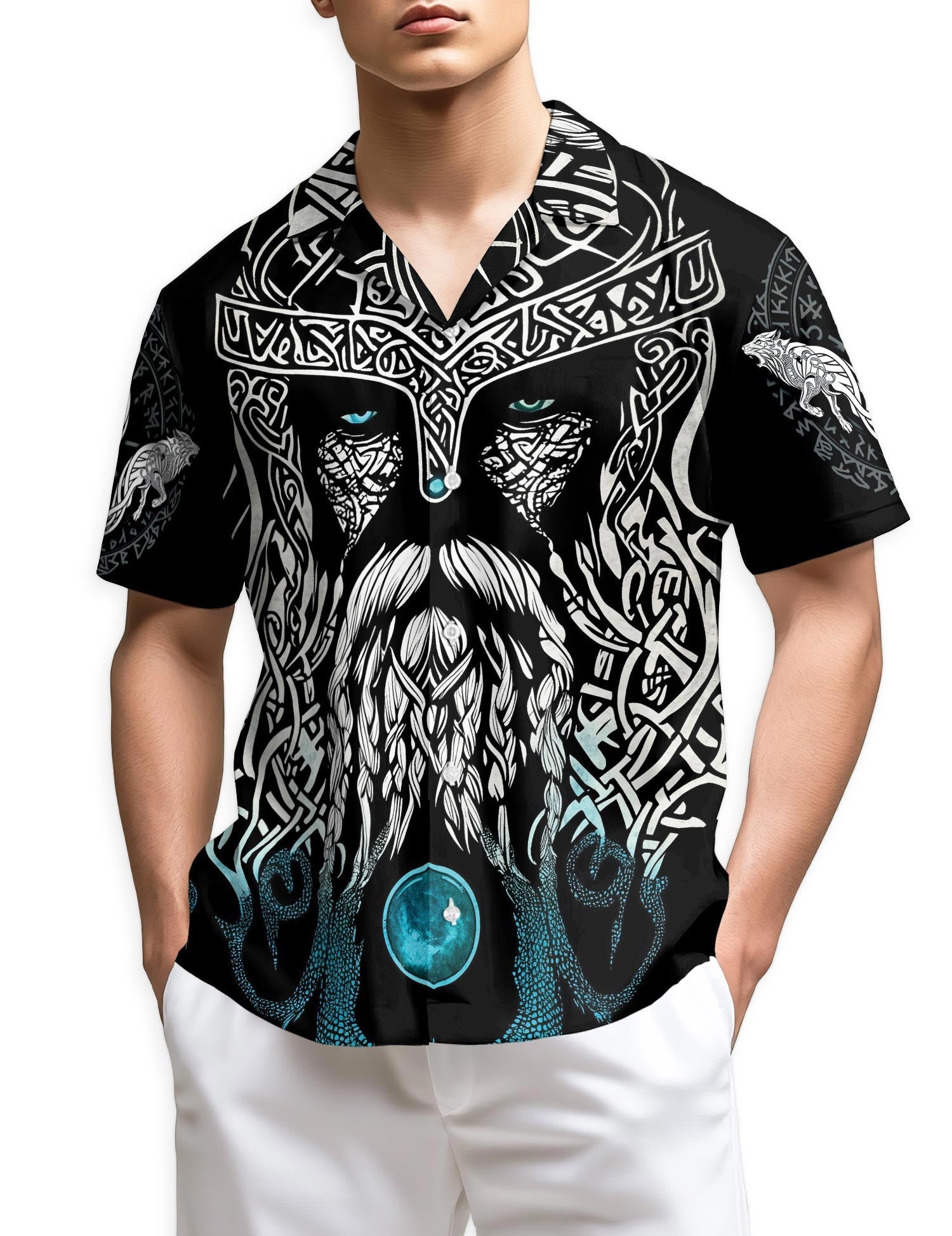 Azhawaiian Viking Odin Medieval Hawaiian Shirt for Men