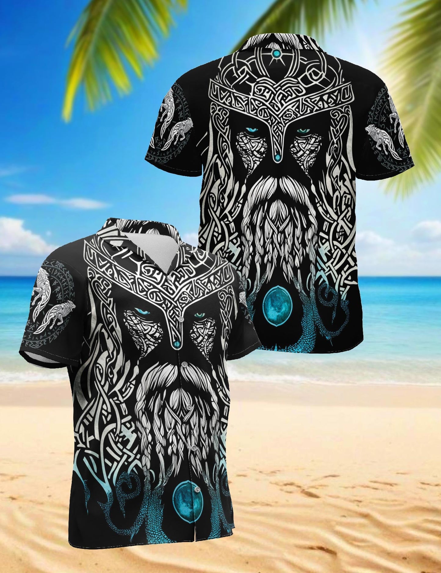 Viking Odin Medieval Hawaiian Shirt for Men, Button Down Aloha Shirt - Azhawaiian