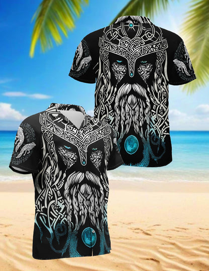 Viking Odin Medieval Hawaiian Shirt for Men, Button Down Aloha Shirt - Azhawaiian