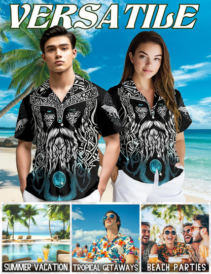 Viking Odin Medieval Hawaiian Shirt for Men, Button Down Aloha Shirt - Azhawaiian
