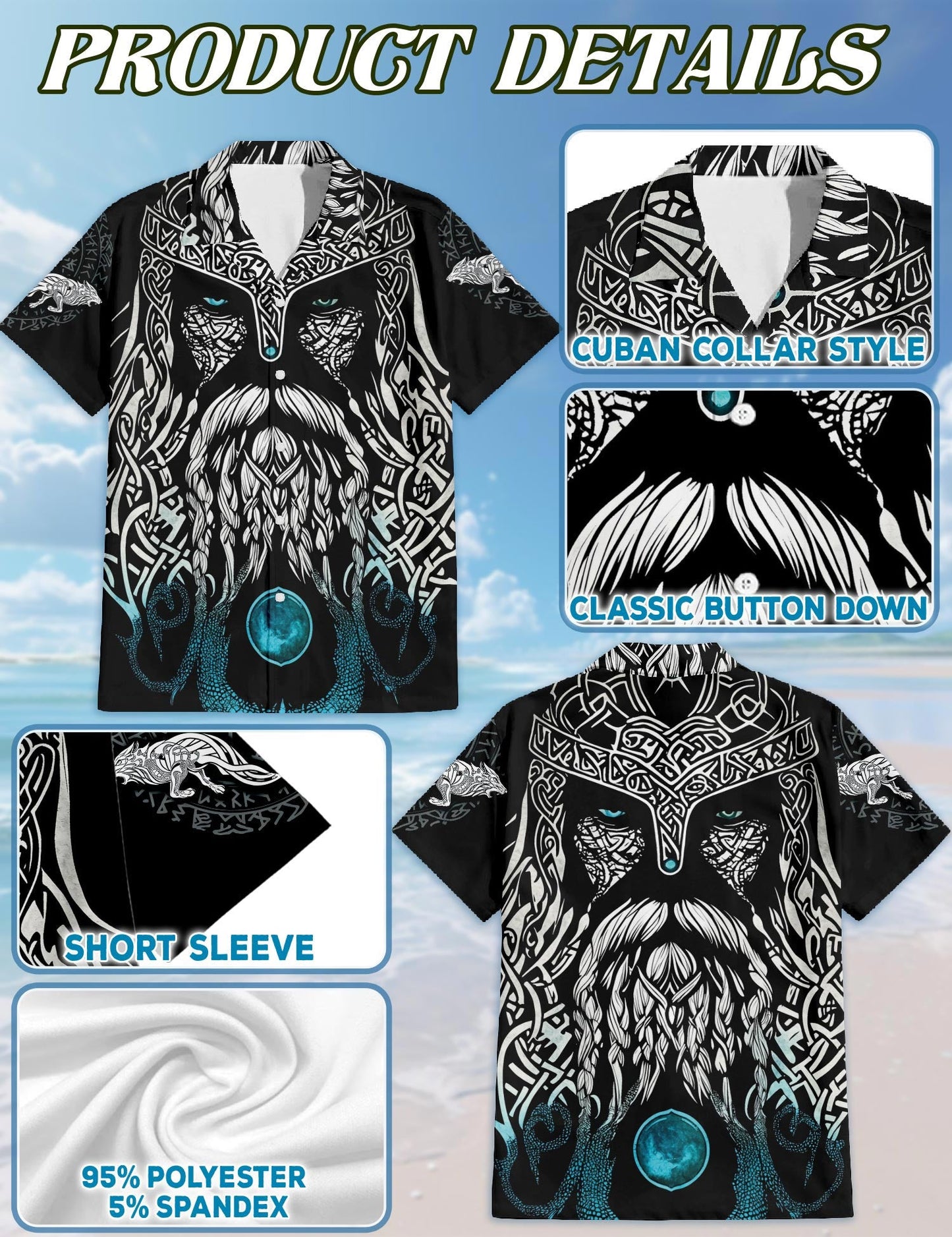Viking Odin Medieval Hawaiian Shirt for Men, Button Down Aloha Shirt - Azhawaiian