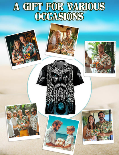 Viking Odin Medieval Hawaiian Shirt for Men, Button Down Aloha Shirt - Azhawaiian