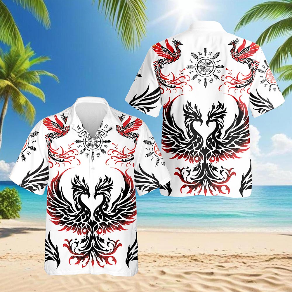 Viking Phoenix Hawaiian Shirt for Men, Button Down Aloha Shirt - Azhawaiian