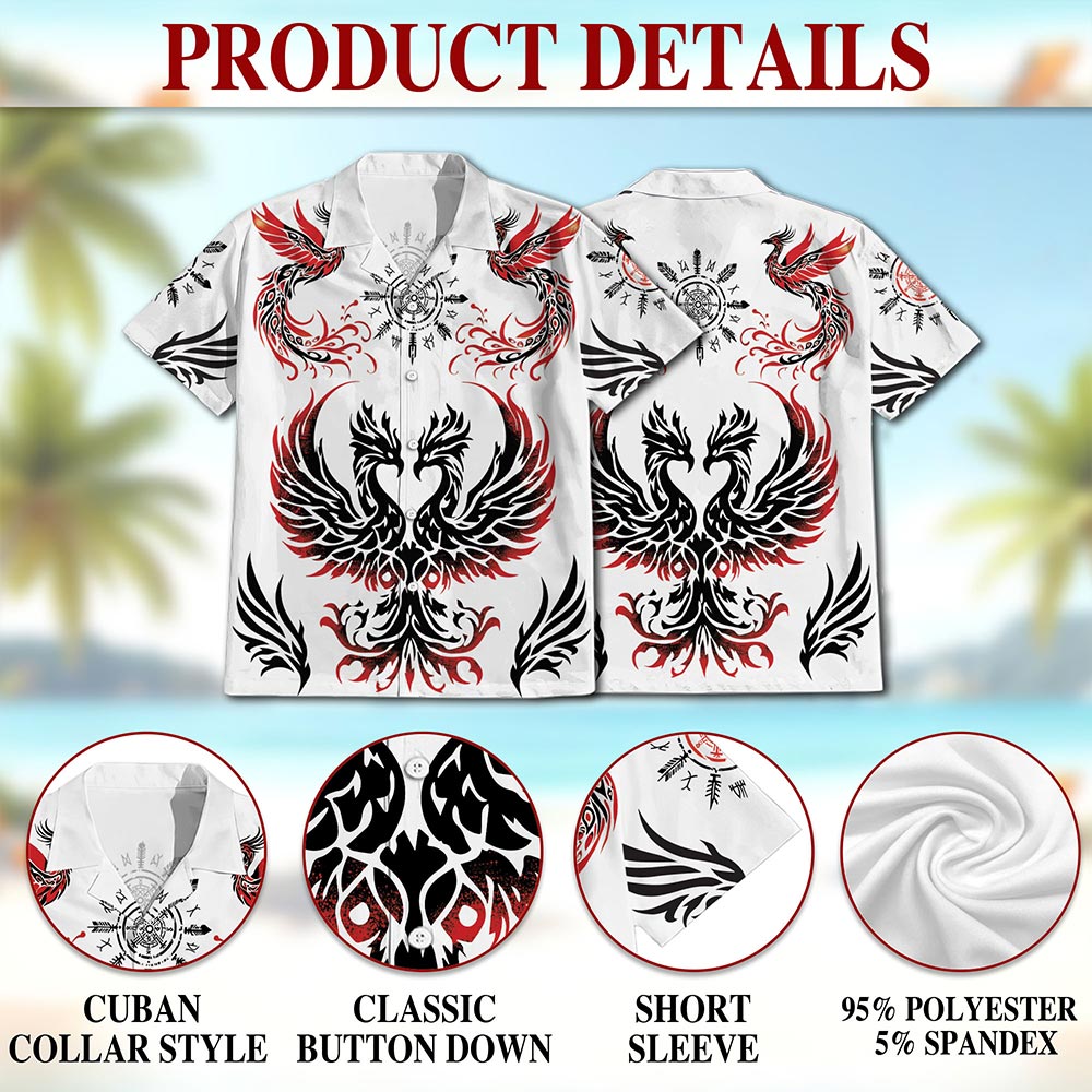 Viking Phoenix Hawaiian Shirt for Men, Button Down Aloha Shirt - Azhawaiian