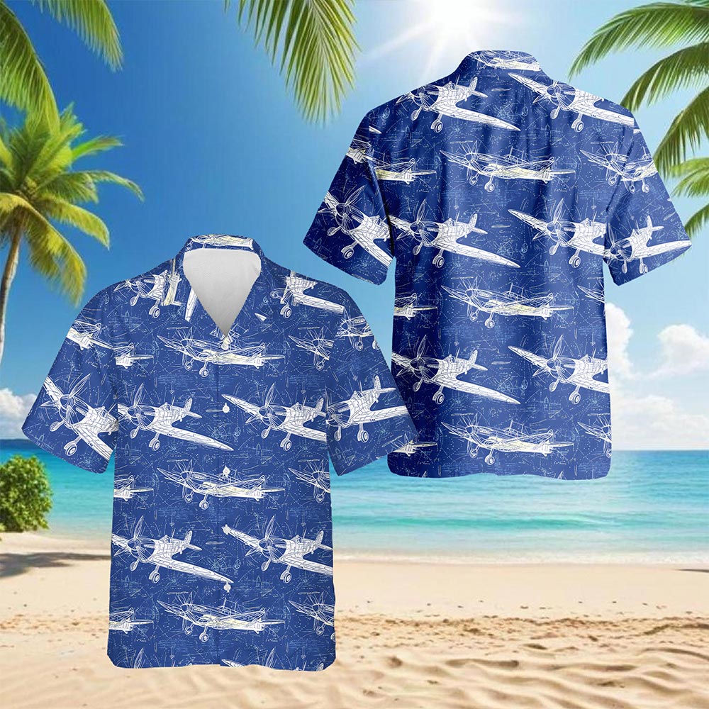 Vintage Aircraft Hawaiian Shirt for Men, Button Down Aloha Shirt - Azhawaiian