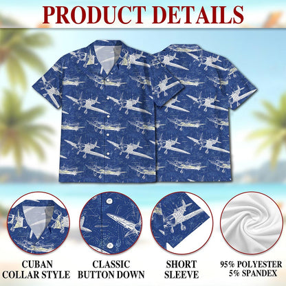Vintage Aircraft Hawaiian Shirt for Men, Button Down Aloha Shirt - Azhawaiian