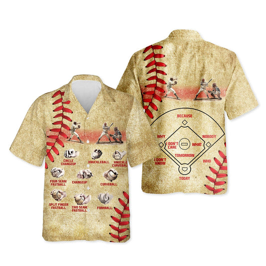 Azhawaiian Vintage Baseball Pitching Grips Hawaiian Shirt for Men
