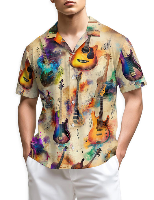 Azhawaiian Vintage Bass Guitar Hawaiian Shirt for Men