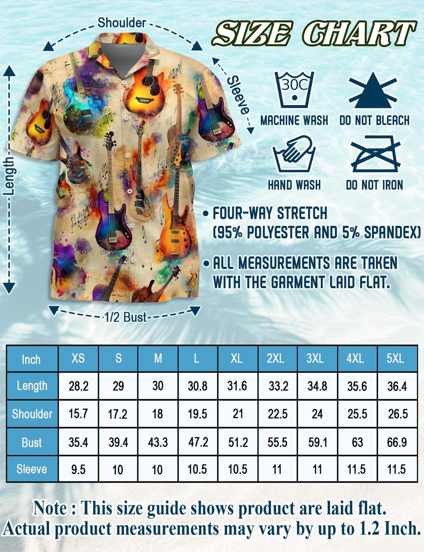 Vintage Bass Guitar Hawaiian Shirt for Men, Button Down Aloha Shirt - Azhawaiian