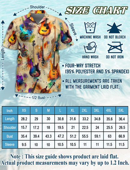 Vintage Bass Guitar Hawaiian Shirt for Men, Button Down Aloha Shirt - Azhawaiian