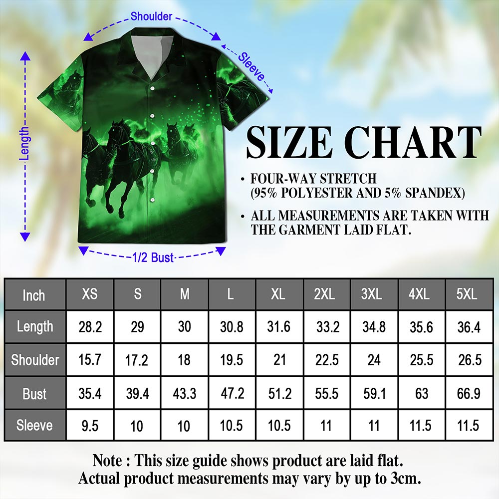 Vintage Black Horse Hawaiian Shirt for Men, Button Down Aloha Shirt - Azhawaiian