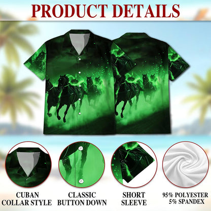 Vintage Black Horse Hawaiian Shirt for Men, Button Down Aloha Shirt - Azhawaiian