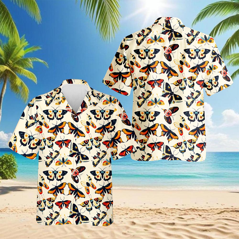 Vintage Butterfly Hawaiian Shirt for Men, Button Down Aloha Shirt - Azhawaiian