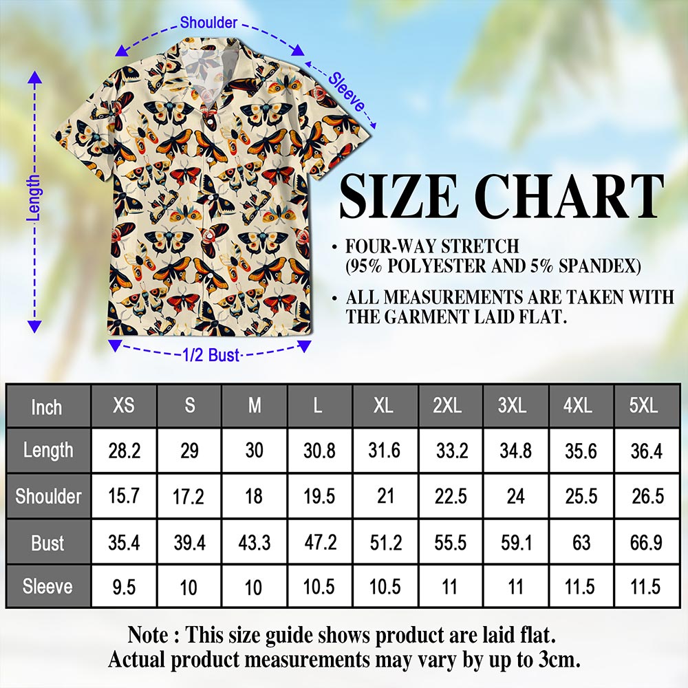 Vintage Butterfly Hawaiian Shirt for Men, Button Down Aloha Shirt - Azhawaiian