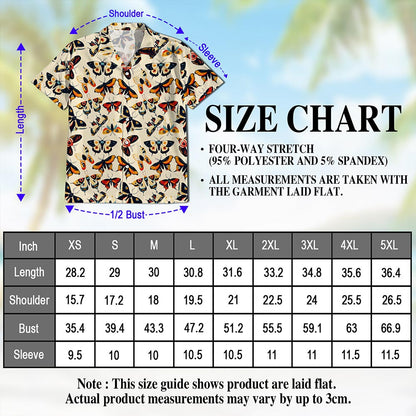Vintage Butterfly Hawaiian Shirt for Men, Button Down Aloha Shirt - Azhawaiian