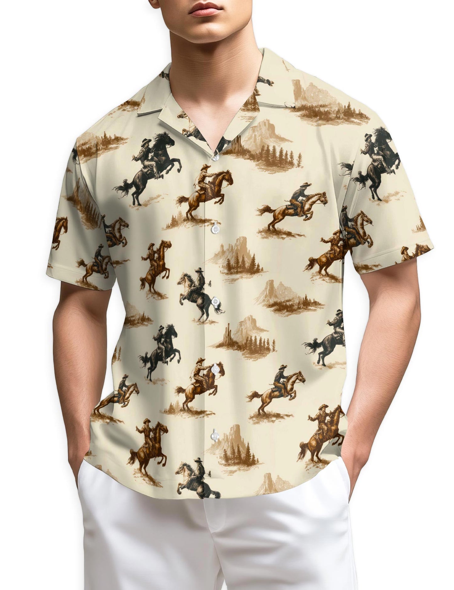 Azhawaiian Vintage Cowboy Hawaiian Shirt for Men