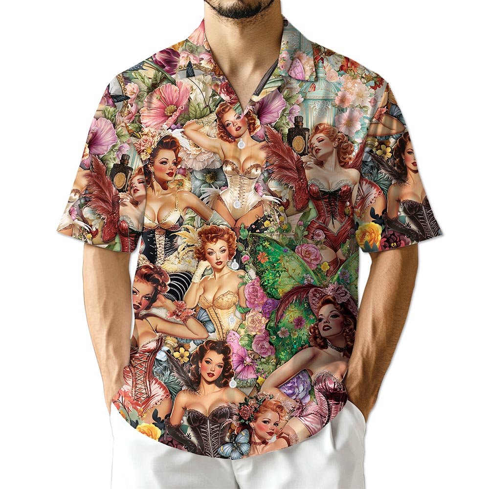 Azhawaiian Vintage Dancer Pinup Carnival Hawaiian Shirt for Men