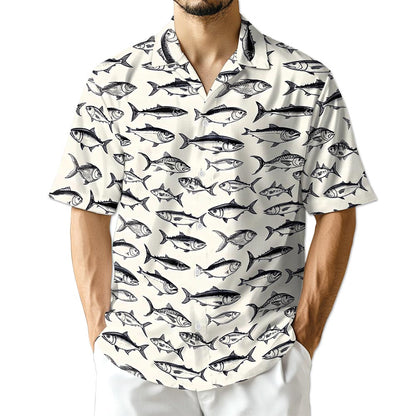 Azhawaiian Vintage Fish Pattern Hawaiian Shirt for Men