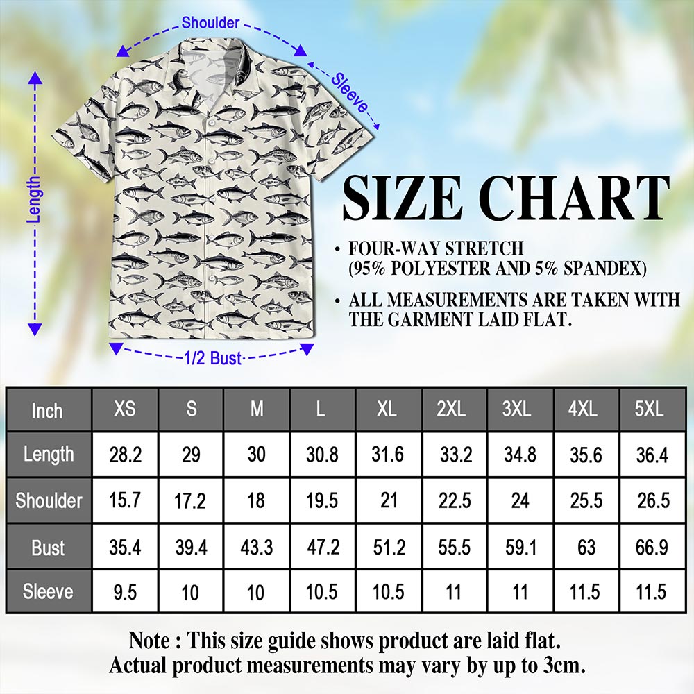 Vintage Fish Pattern Hawaiian Shirt for Men, Button Down Aloha Shirt - Azhawaiian