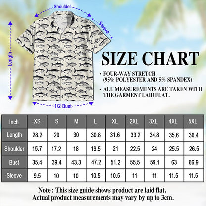 Vintage Fish Pattern Hawaiian Shirt for Men, Button Down Aloha Shirt - Azhawaiian