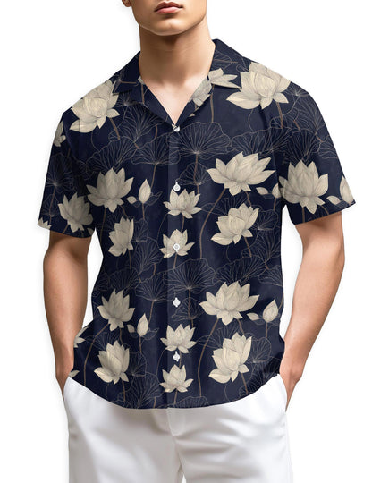 Azhawaiian Vintage Lotus Hawaiian Shirt for Men