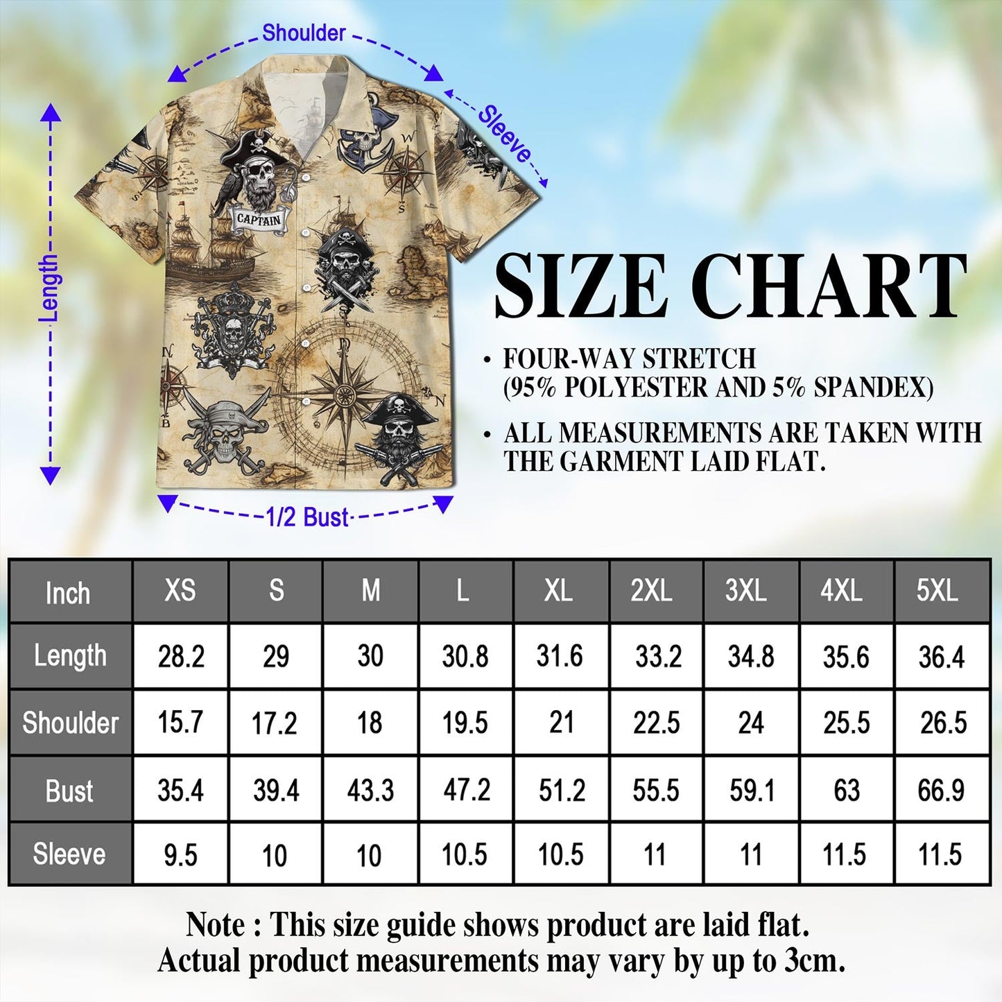 Vintage Pirate Skull Hawaiian Shirt for Men, Button Down Aloha Shirt - Azhawaiian