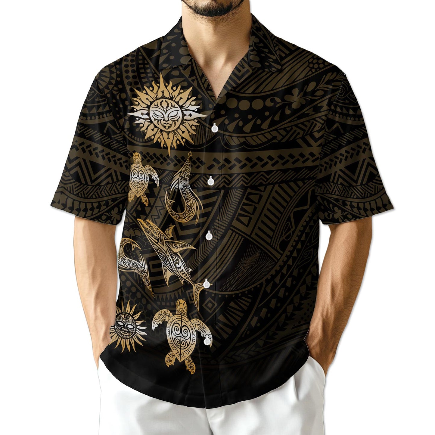 Azhawaiian Vintage Polynesian Tribal Hawaiian Shirt for Men