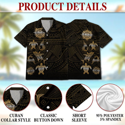 Vintage Polynesian Tribal Hawaiian Shirt for Men, Button Down Aloha Shirt - Azhawaiian