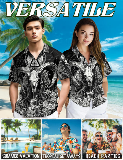 Vintage Satanic Pagan Demon Aloha Shirt for Men, Aloha Button Down Shirt - Azhawaiian