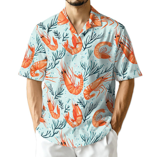 Azhawaiian Vintage Shrimp Hawaiian Shirt for Men
