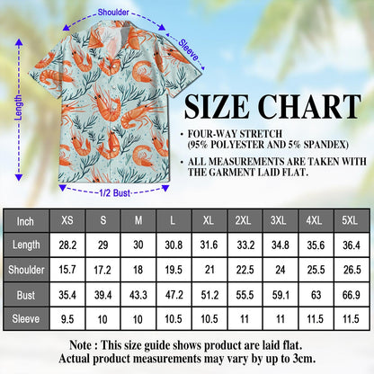 Vintage Shrimp Hawaiian Shirt for Men, Button Down Aloha Shirt - Azhawaiian