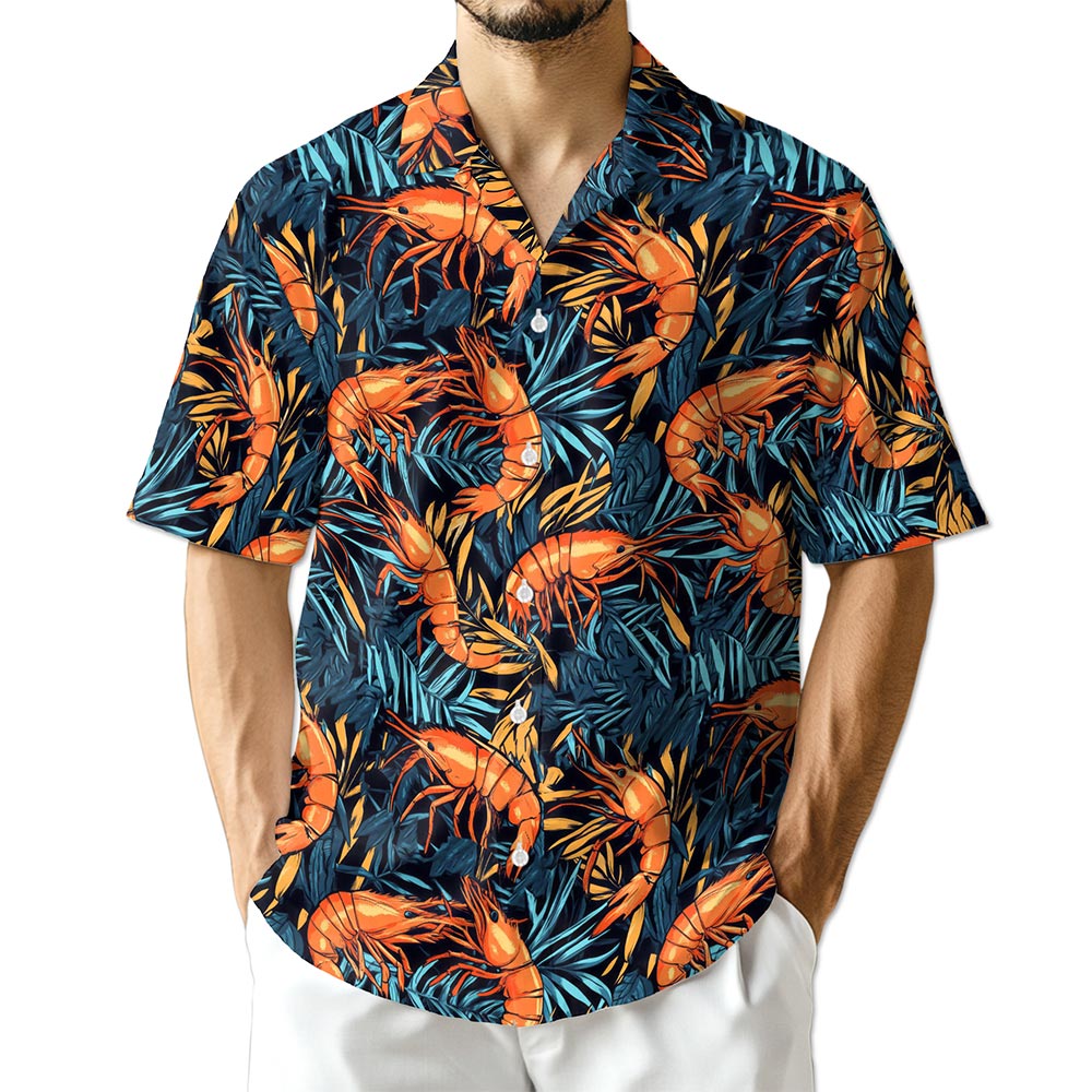 Azhawaiian Vintage Shrimp Seafood Hawaiian Shirt for Men