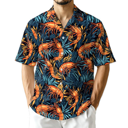 Azhawaiian Vintage Shrimp Seafood Hawaiian Shirt for Men