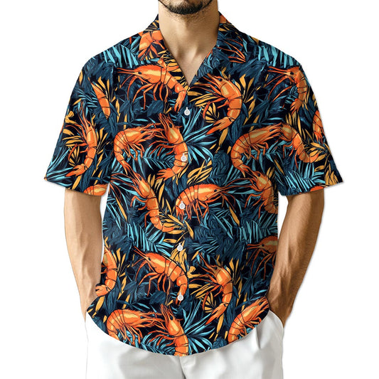 Azhawaiian Vintage Shrimp Seafood Hawaiian Shirt for Men