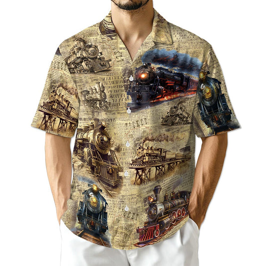 Azhawaiian Vintage Train Hawaiian Shirt for Men Women