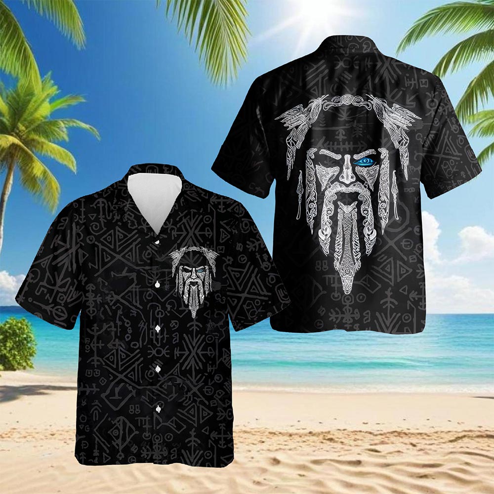 Azhawaiian Vintage Viking Odin The Sons of Fenrir tattoo Hawaiian Shirt for Men