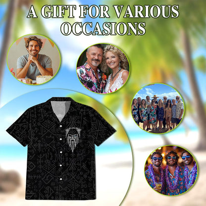 Vintage Viking Odin The Sons of Fenrir tattoo Hawaiian Shirt for Men, Button Down Aloha Shirt - Azhawaiian