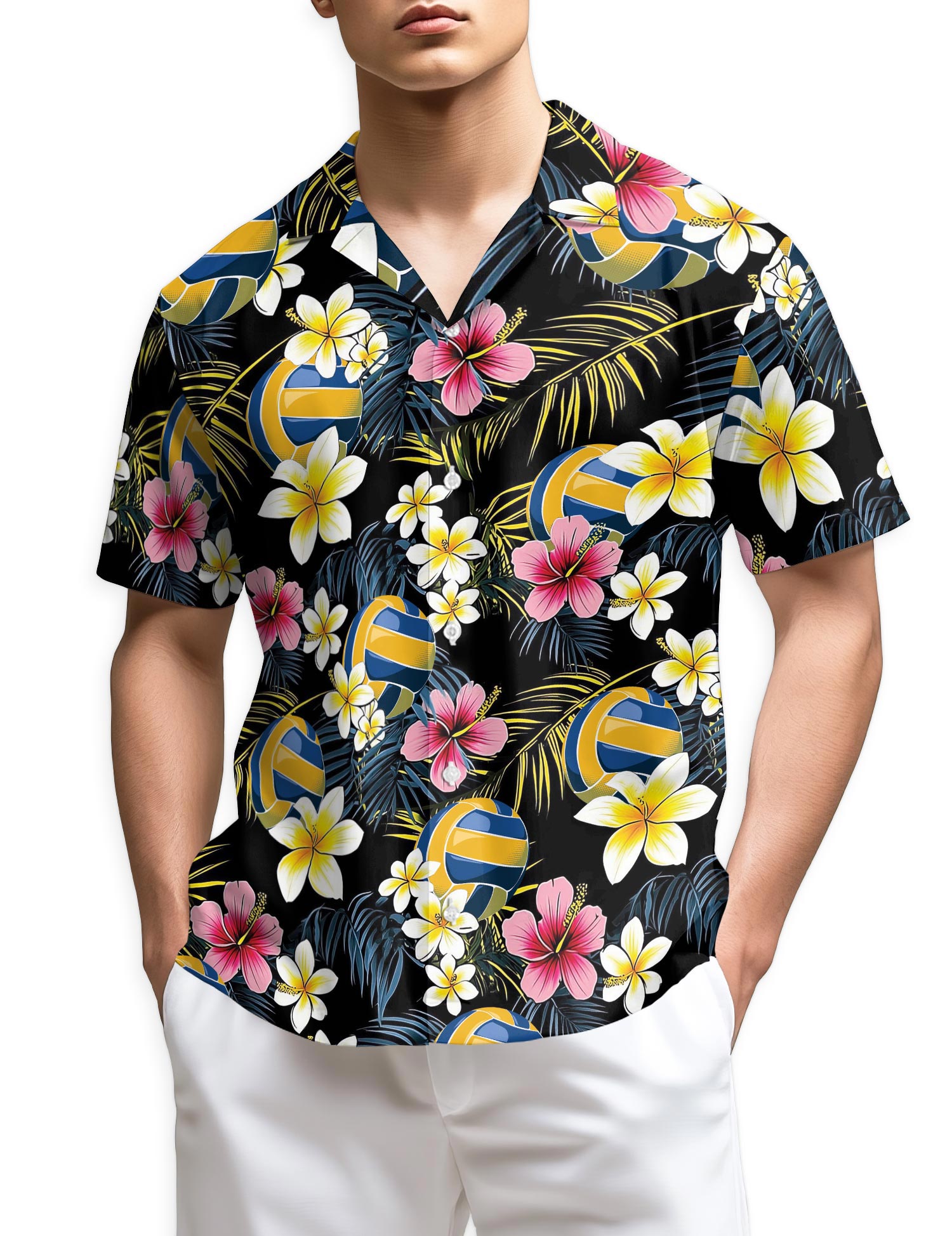 Azhawaiian Volleyball Flower Hawaiian Shirt for Men