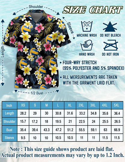 Volleyball Flower Hawaiian Shirt for Men, Button Down Aloha Shirt - Azhawaiian