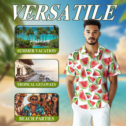 Water Melon Hawaiian Shirt for Men, Button Down Aloha Shirt - Azhawaiian