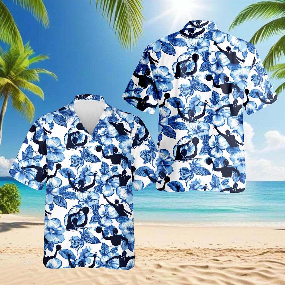 Water Polo Hawaiian Shirt for Men, Button Down Aloha Shirt - Azhawaiian