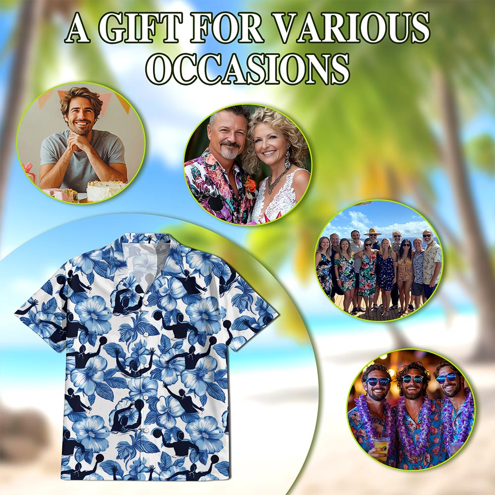 Water Polo Hawaiian Shirt for Men, Button Down Aloha Shirt - Azhawaiian
