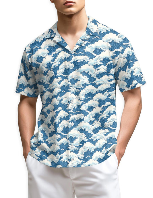 Azhawaiian Wave Japan Style Hawaiian Shirt for Men