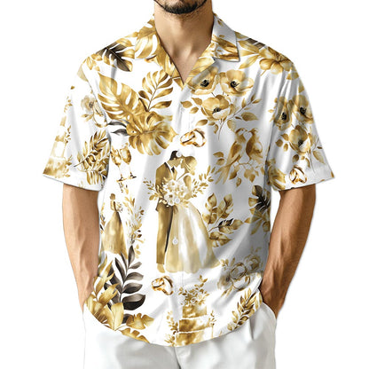 Azhawaiian Wedding Engraved Hawaiian Shirt for Men