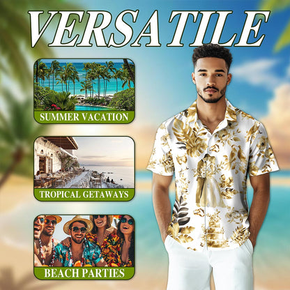 Wedding Engraved Hawaiian Shirt for Men, Button Down Aloha Shirt - Azhawaiian